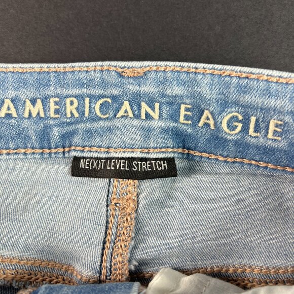American Eagle Jean Women 26x30* Super High Rise Flare Blue Stretch Denim Tag 2R - Picture 5 of 16